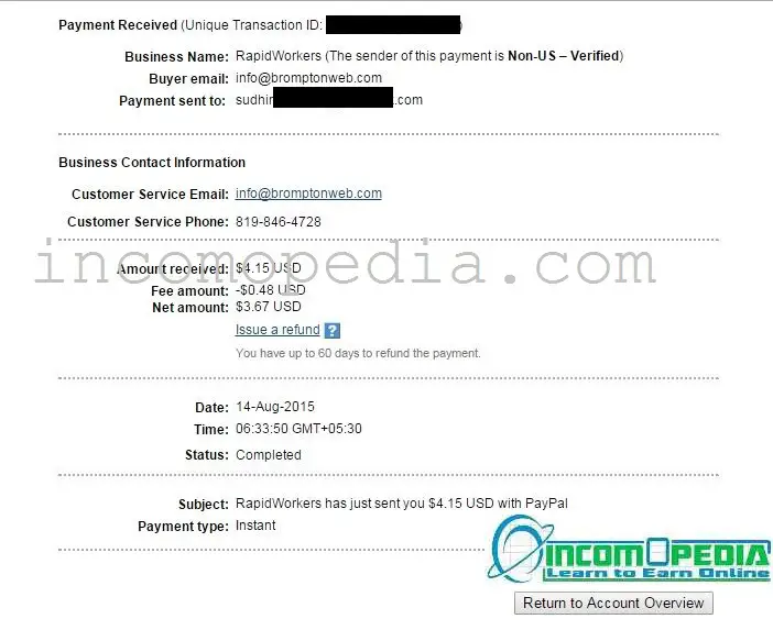 Rapidworkers payment proof