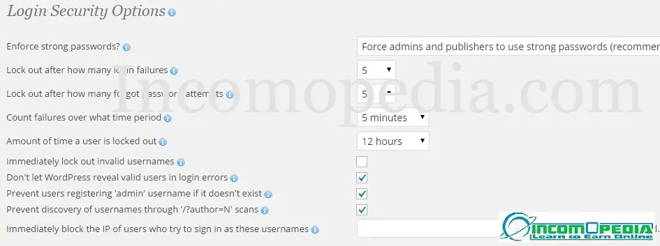 wordfence login security options