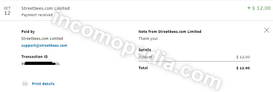 streetbees payment proof paypal