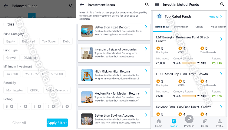 discovering mutual funds schemes in paytm money app