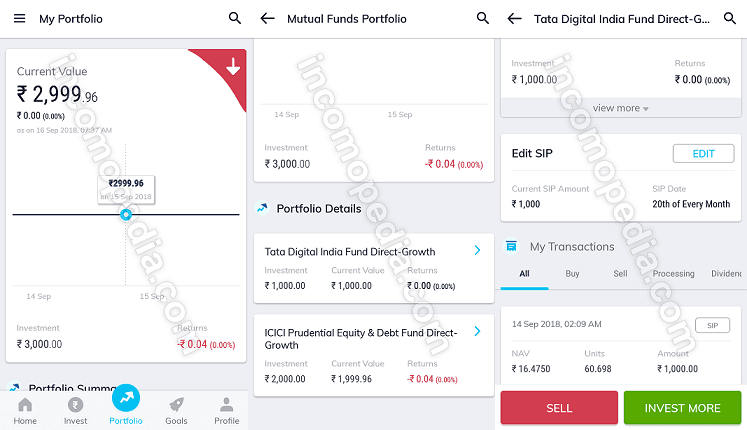 managing portfolio in paytm money app