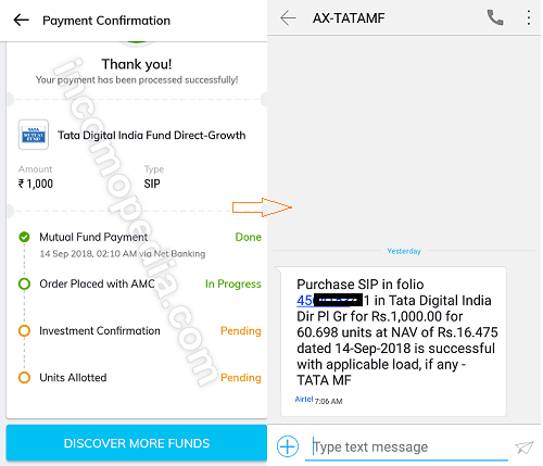 mutual funds payment in paytm money app