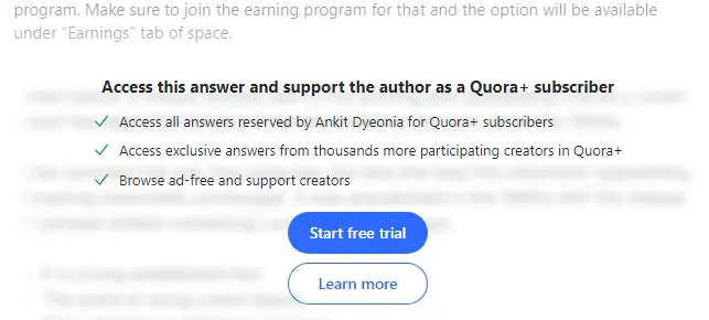 Quora Plus payment Wall